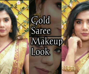 Festival Makeup Look#withme || Gold saree Makeup Look with Jimmikki Kammal | Diwali Look | Deepavali