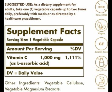 Solgar Vitamin C 1000 mg with Rose Hips, 250 Tablets - Antioxidant & Immune Support - Overall H...
