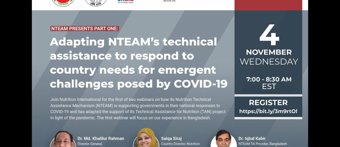 Adapting NTEAMs technical assistance in Bangladesh to the nutrition challenges posed by COVID 19