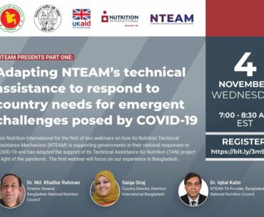 Adapting NTEAMs technical assistance in Bangladesh to the nutrition challenges posed by COVID 19