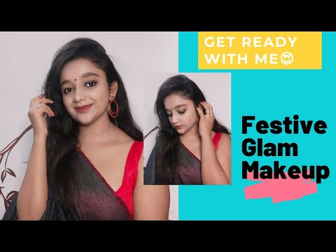 Festive Glam Makeup || Diwali Makeup || Black Saree Makeup Look || Super Easy Makeup Look