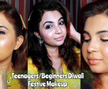 Teenagers Diwali Makeup with Affordable Products| Beginners Festive Makeup| No Foundation|Chit Chat