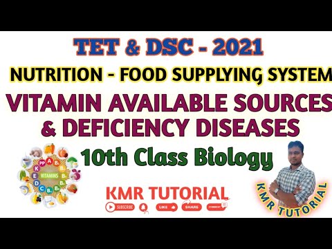 TET & DSC - 2021/TENTH CLASS BIOLOGY/ NUTRITION - FOOD SUPPLYING SYSTEM/ VITAMIN AVAILABLE SOURCES