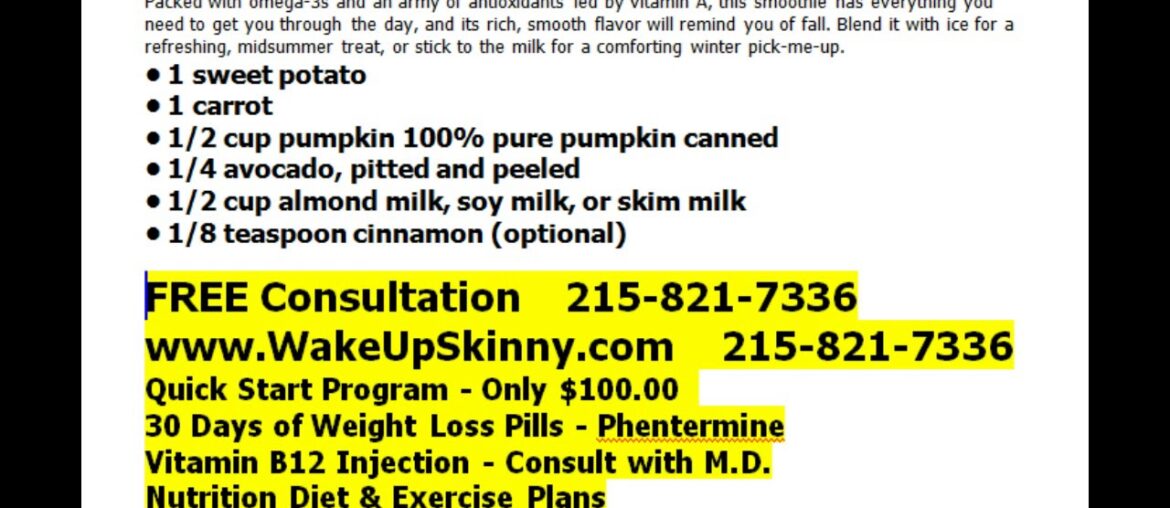 Pumpkin Pie Smoothie Recipe by Medical Weight Loss Philadelphia 215-821-7336