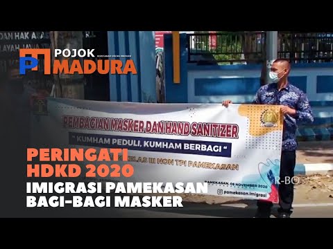 Peringati HDKD 2020, Imigrasi Pamekasan Bagi Bagi Masker, Hand Sanitizer dan Vitamin