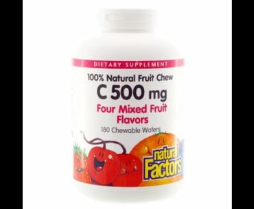Natural Factors, Vitamin C 500 mg, Kids Chewable, Peach, Passionfruit, Mango, Vegan, Non-GMO, 9...