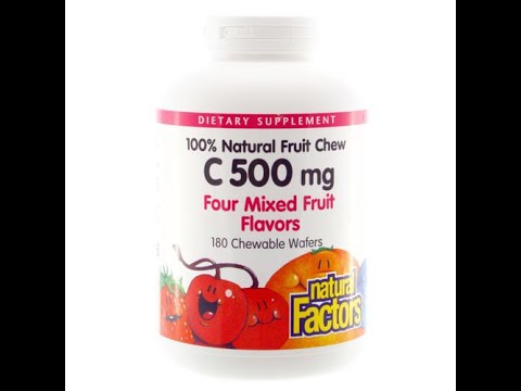 Natural Factors, Vitamin C 500 mg, Kids Chewable, Peach, Passionfruit, Mango, Vegan, Non-GMO, 9...