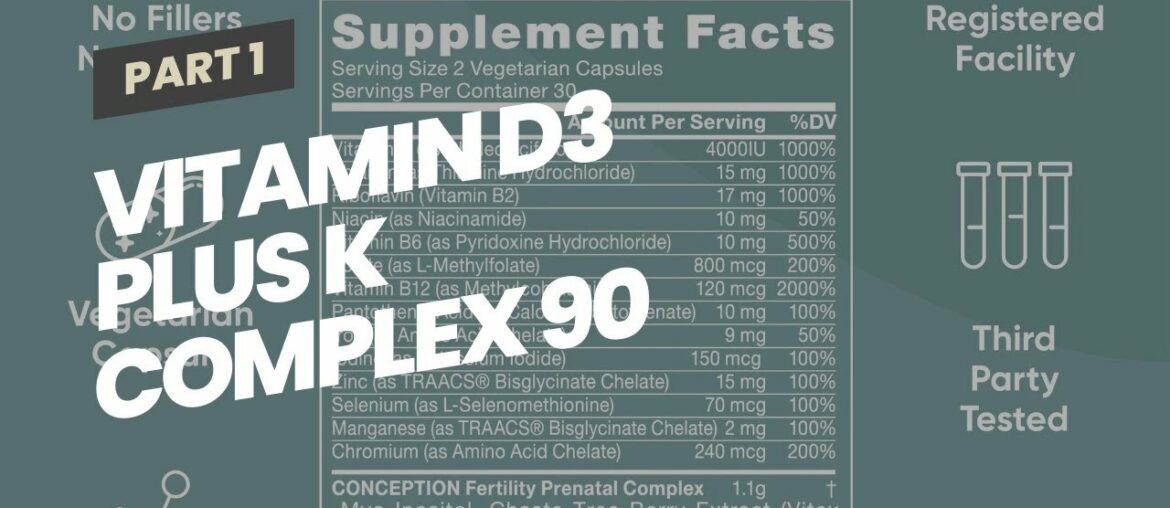 Vitamin D3 Plus K Complex 90 Day Supply - NO Fillers, NO Binders, NO Added Ingredients