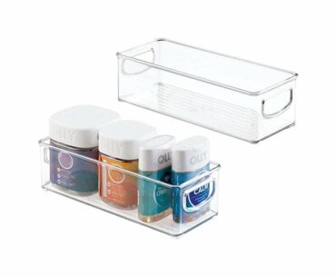 mDesign Stackable Plastic Storage Bin Caddy with Handles - Organizer for Vitamins, Supplements, Ser