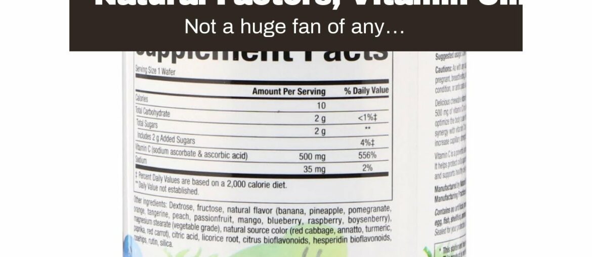 Natural Factors, Vitamin C 500 mg, Kids Chewable, Tropical Flavor, Vegan, Non-GMO, 180 wafers (...