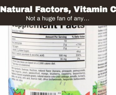 Natural Factors, Vitamin C 500 mg, Kids Chewable, Tropical Flavor, Vegan, Non-GMO, 180 wafers (...