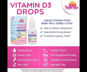 Flamingo Supplements- Vitamin D3 Baby Drops for Infants and Kids (400 IU). 6 Month Supply (10 M...