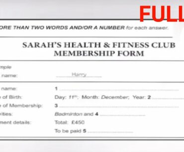 Sarah's Health & Fitness Club Membership Form IELTS LISTENING | IELTS LISTENING PRACTICE TEST 2020