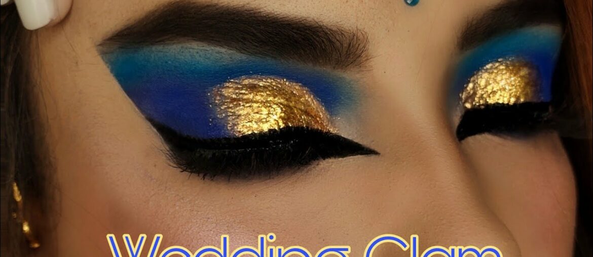 Gold Blue Indian Wedding Guest Makeup