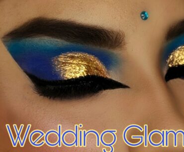 Gold Blue Indian Wedding Guest Makeup
