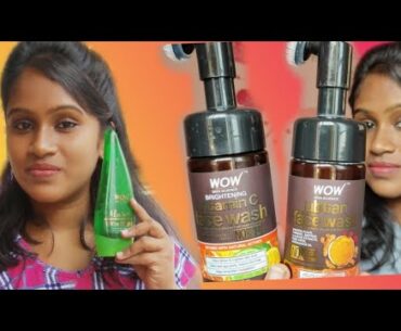 wow skin science vitamin C, Ubtan face wash & Alovera gel Review in Tamil