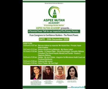 Aspee Nutan Academy  presents - From Caregivers to Confidence Builders, powered by Reemarkabl.com