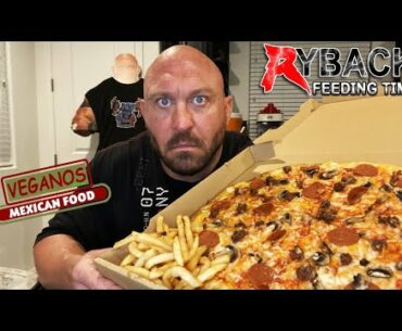 Extra Large Pepperoni Pizza (V) and Fries Cheat Meal Monday Mukbang Ryback Feeding Time