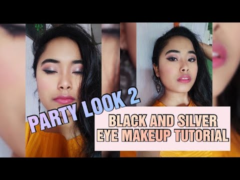ASSAMESE PARTY LOOK 2//Black and Silver eye makeup tutorial//assamese vlog//assamese daily vlog