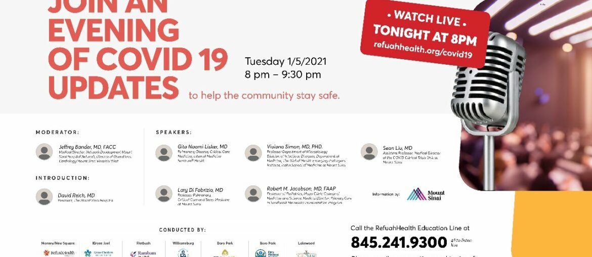 WATCH LIVE: An Evening of Covid 19 Updates - Refuah Health Center