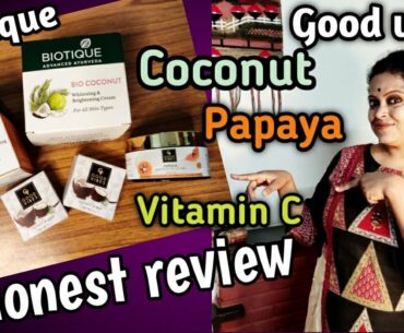 Biotique coconut | Biotique Vitamin C | Good vibes Papaya gel creme | Lip balm scrub | Honest Review