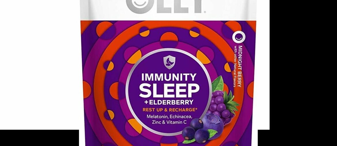 Olly Immunity Sleep Gummy, Melatonin, Elderberry, Echinacea, Zinc and Vitamin C, Chewable Supplemen