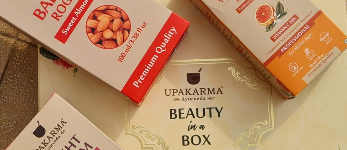 WINTER SKINCARE UPAKARMA AYURVEDA - beauty in a box VITAMIN C SERUM|BADAM ROGAN| SAFFRON NIGHT SERUM