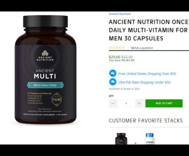 Buy Ancient Nutrition Once Daily Multi Vitamin for Men 30 Capsules cheap