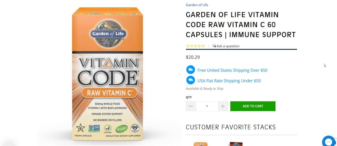 Buy Garden of Life Vitamin Code Raw Vitamin C 60 Capsules  Immune Support cheap