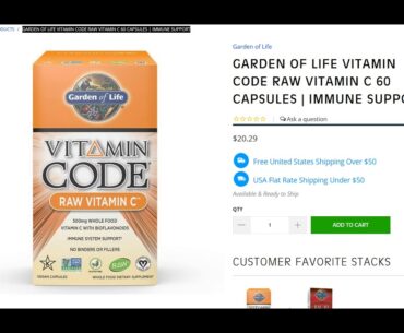 Buy Garden of Life Vitamin Code Raw Vitamin C 60 Capsules  Immune Support cheap