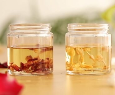 Clear skin beauty water, healthy skin tea, jasmine and rose oil for glowing skin