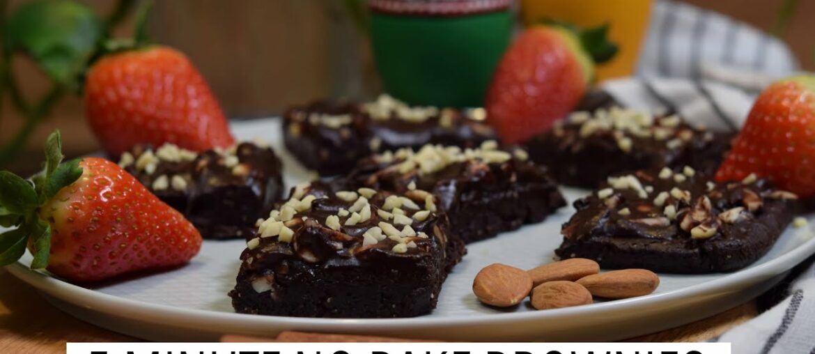 SUPER HEALTHY 5 MINUTE NO BAKE BROWNIES