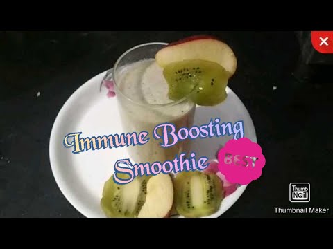 Delicious immune boosting smoothie with antioxidants rich #Kiwi and Apple#