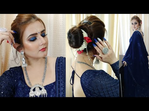 Indian Wedding Guest Makeup Look / Blue Smokey Eye Makeup / SWATI BHAMBRA