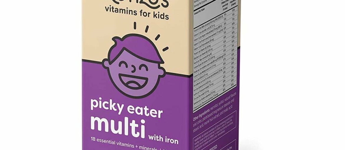 Renzo's Picky Eater Kids Multivitamin with Iron, Dissolvable Vegan Vitamins for Kids, Zero Sugar, C