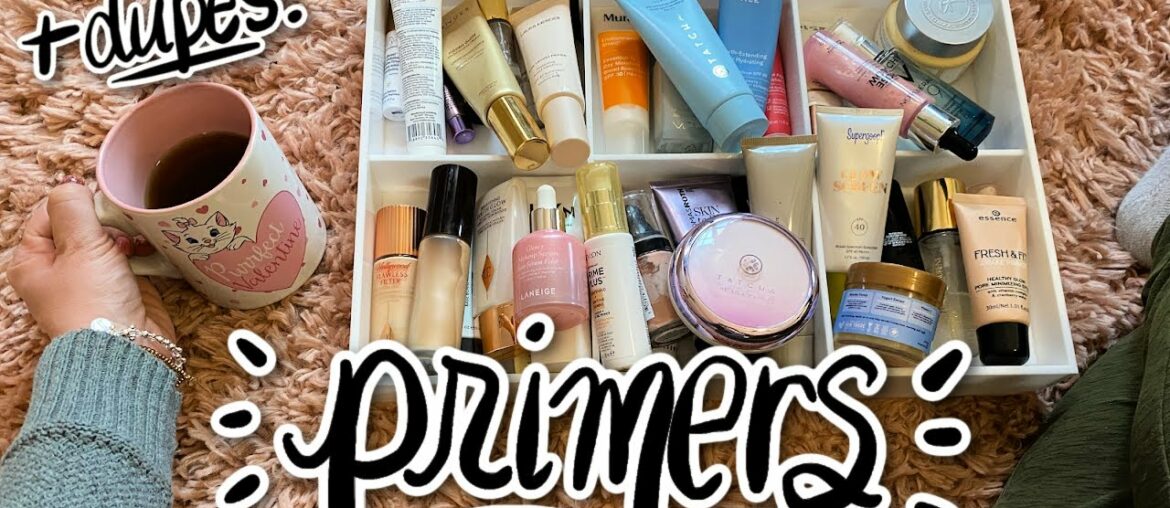 PRIMER DECLUTTER + DUPES // my entire collection, my faves, getting rid of HALF of them!