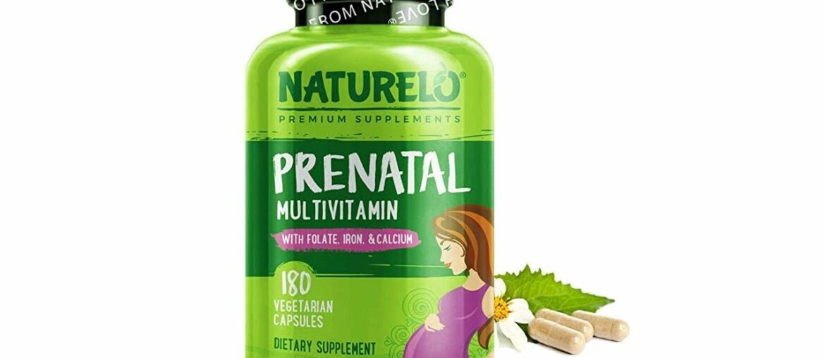 NATURELO Prenatal Multivitamin with DHA, Natural Iron, Folate, Plant Calcium - Vegan, Vegetarian -