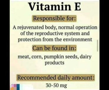 Vitamin E / Diet / Source of vitamin E /Tocopherol / vegetable oil / Hemolytic anemia /neuromuscular